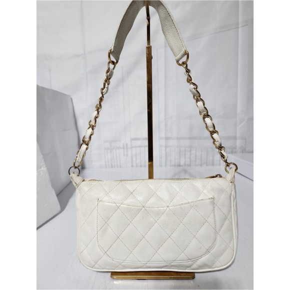 Authentic Chanel Caviar Timeless Baguette Shoulder Bag Off-White - Picture 4 of 16